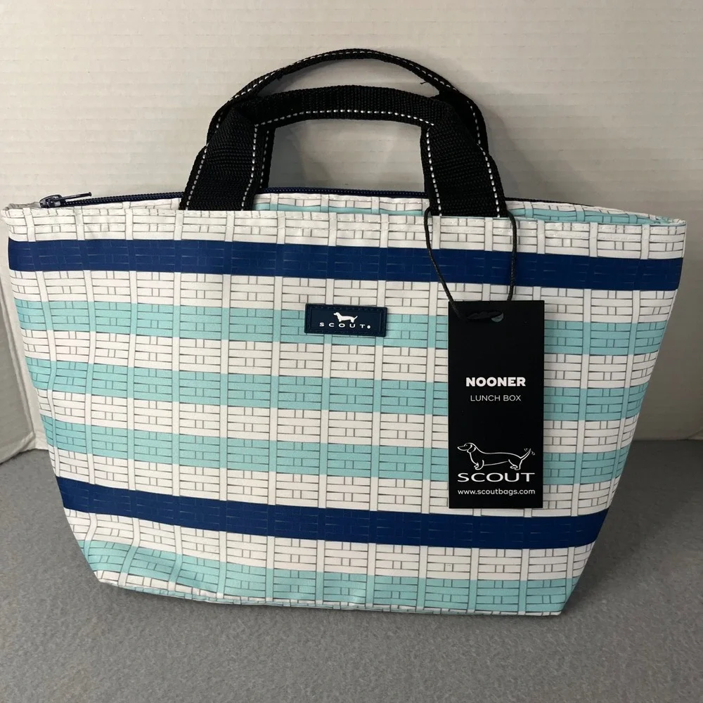 NWT Scout Nooner Lunch Box Meant To Bistro Blue Striped Insulated Bag